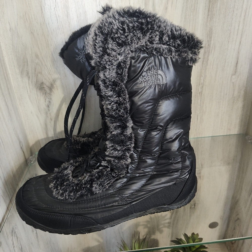 The North Face Puffer Goose Down BLACK Insulated Winter Snow Boots Womens Sz 9